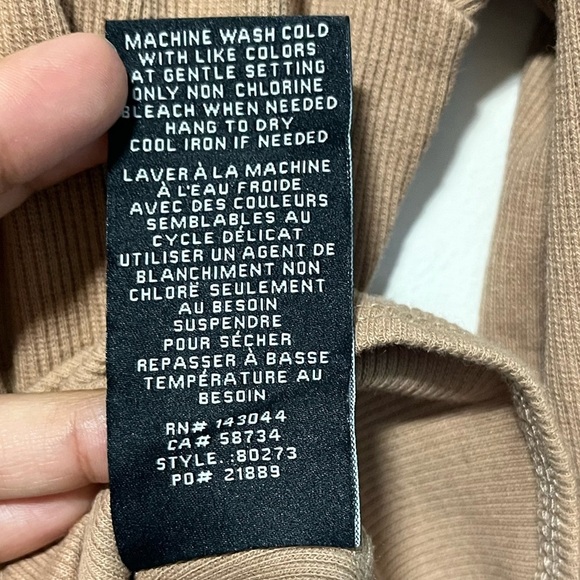 7 For All Mankind Long Sleeve Ribbed Bodysuit Tan Size L - Picture 5 of 11